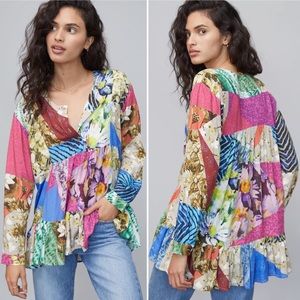 Anthropologie Conditions Apply Risa Floral Tunic Top